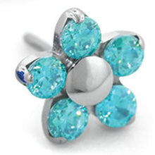 NeoMetal Flower End in Titanium with Mint Green Swarovski Gems