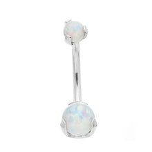 Industrial Strength Prong-set Ball Navel Bar Titanium White Opal