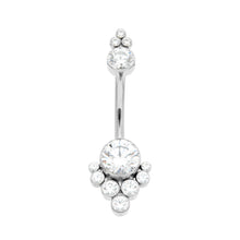 LeRoi Bijoux Tiara Cluster Navel Bar Titanium Clear Swarovski Gems