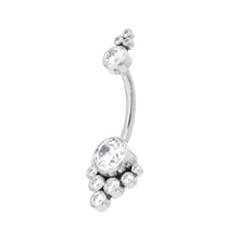 LeRoi Bijoux Tiara Cluster Navel Bar Titanium Clear Swarovski Gems