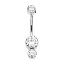 Industrial Strength Gemini Navel Bar Titanium Clear Swarovski Gems