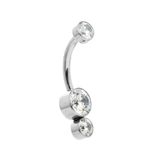 Industrial Strength Gemini Navel Bar Titanium Clear Swarovski Gems