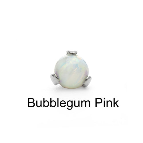Industrial Strength Prong-Set Ball in Titanium with Bubblegum Pink Opal