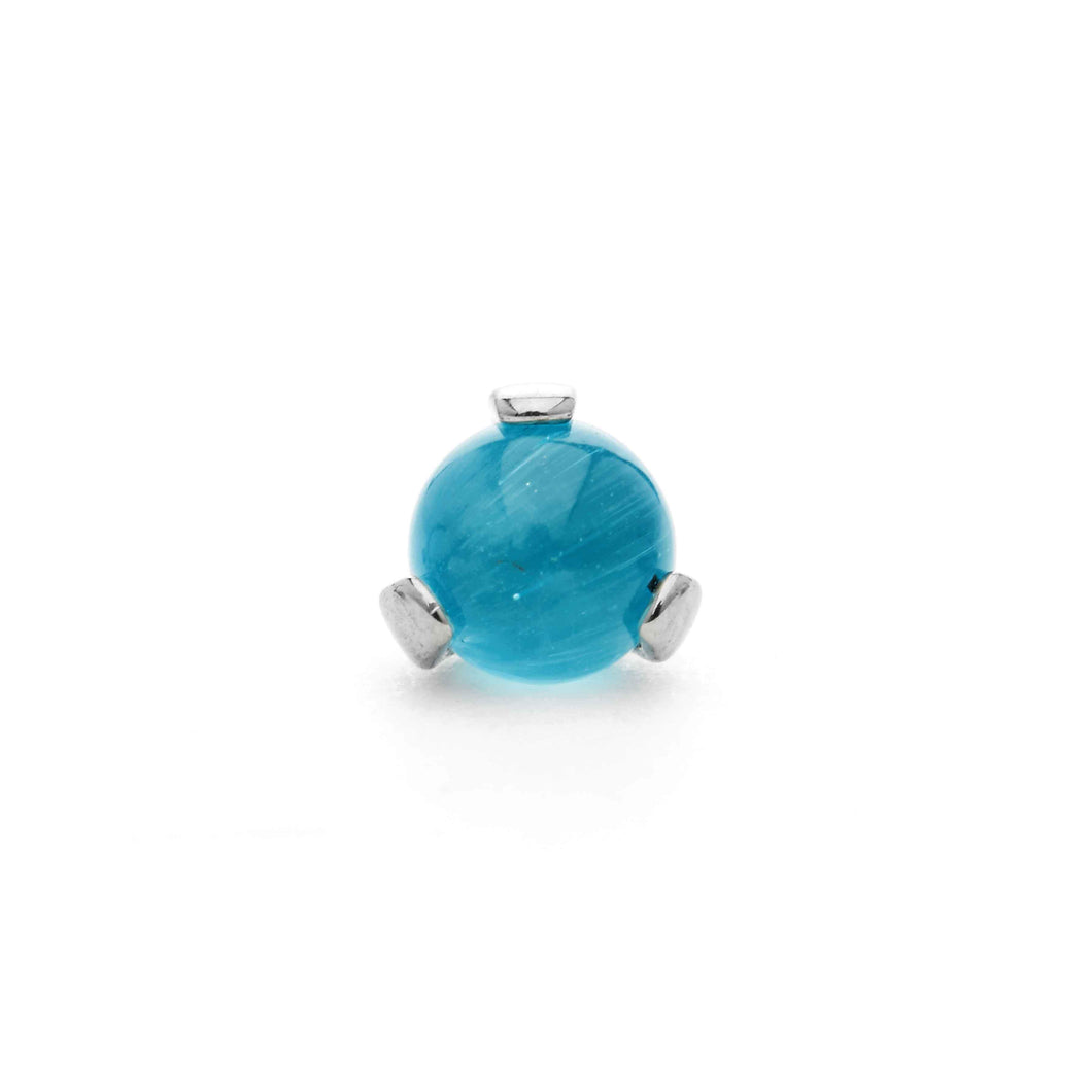 Industrial Strength Prong-Set Ball Titanium Aqua Cat's Eye Gem