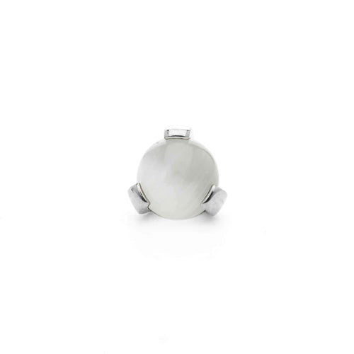 Industrial Strength Prong-Set Ball Titanium White Cat's Eye Gem