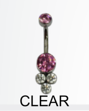 LeRoi Bijoux Pyramid Cluster Navel Bar in Titanium with Clear Swarovski Gems
